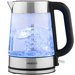 Електрочайник Ardesto Strix EKL-F200 скло 1.7 л сріблясто-чорний (EKL-F200)
