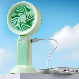 Акумуляторний мінівентилятор Handheld Fan із підсвіткою, салатовий, настільний вентилятор із підсвіткою для телефона - мініатюра 3