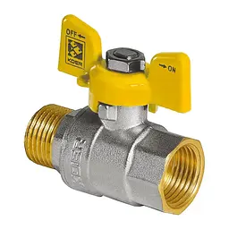 Кран кульовий Koer KR.218.G - 1" FM ГШМ Yellow, ручка "метелик" жовта KR0096