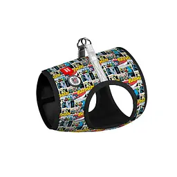 Шлея для собак м'яка Waudog Clothes з QR паспортом, малюнок Бетмен комікс, XS2, B 28-31 см, C 20-22 см