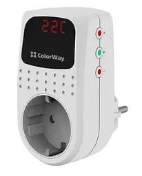 Реле напруги DS2, White, 1 розетка (220 В / 50 Гц) до 16 A / 3520 Вт ColorWay teh0027933