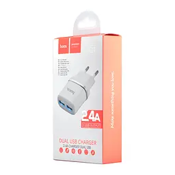 МЗП Hoco C12 Smart dual USB charger ( EU ) 2USB 2.4A White - мініатюра 2