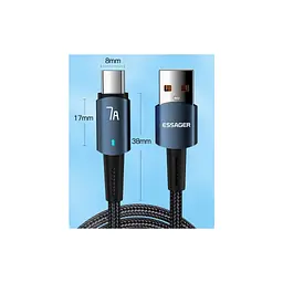 Дата кабель USB 2.0 AM to USB-C 2.0m 100W blue Essager (EXC7A-CGA03-P) - мініатюра 10