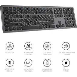 Клавіатура OfficePro бездротова чорна (SK1550B) - мініатюра 7