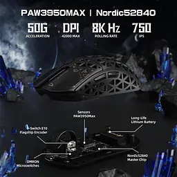 Мишка ATTACK SHARK R1 Wireless Gaming Mouse (R1-3311B) чорна - мініатюра 5