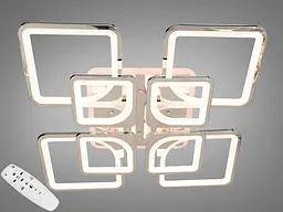 Люстра стельова LED Diasha 8060/4+4HR, 190W, 3200K-6500K, хром, сучасний стиль для кухні, вітальні, спальні, дитячої, коридору