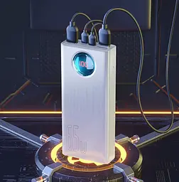 Зовнішній акумулятор (павербанк) Baseus Amblight Digital Display Quick Charge 65W 30000mAh White (PPLG-A02, PPLG000102) - мініатюра 5