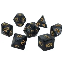 Набір кубиків Pearl 7 Dice Set - Black (w-gold) , 7 шт. (g7dpearl08)