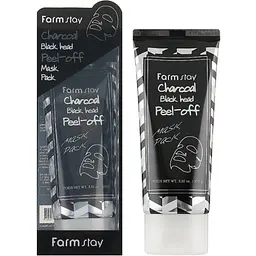 Очищаюча маска-плівка з вугіллям Charcoal Black Head Peel-Off Mask Pack FarmStay 100 г