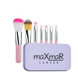 Набір пензлів для макіяжу MaXmaR 7 шт. у металевому футлярі PINK MB-210