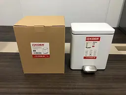 Відро для сміття з плавним закриттям прямокутне Koer TC-010306-08 6 л white KR5601, Білий матовий - мініатюра 8