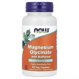 Магнію глицинат з біоперином 200 мг Magnesium Glycinate With BioPerine Now Foods 60 вегетаріанських капсул