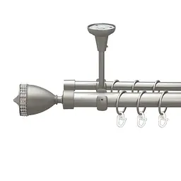 Карниз Orvit Етернія металевий дворядний відкритий до стелі гладка труба кільце металеве Сатин 25\16 мм 300 см (00-00024643)