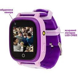 Дитячий водонепроникний смарт-годинник AmiGo GO005 4G WIFI Thermometer Purple [59324] - мініатюра 2