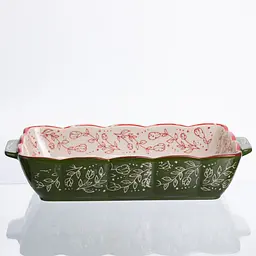 Форма для випікання Vintage 28×17×5 (см) прямокутна форма для випікання в духовці з ручками Зелений Yiwu HM05-10 - мініатюра 4