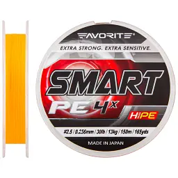 Шнур Favorite Smart PE 4x 150м (оранж.) 2.5/0.256 мм 13 кг