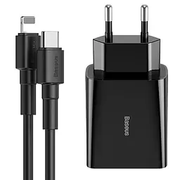 Мережевий зарядний пристрій Baseus Speed ​​Xiaomini 1Type + Cable Type-C to Lightning 3A TZCCFS-X01 Black
