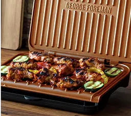 Гриль George Foreman 25811-56 Fit Grill Copper Medium 1630 Вт антипригарне покриття чорний мідь (25811-56) - мініатюра 5