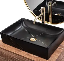 Умивальник Rea Inga накладний black marble mat REA-U8006, Чорний матовий - мініатюра 5