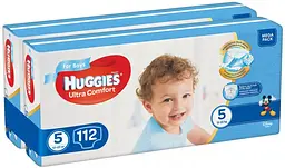 Набір підгузків для хлопчиків Huggies Ultra Comfort 5 (12-22 кг), 112 шт. (2 уп. по 56 шт.) - мініатюра 2