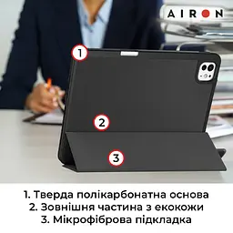Чехол AIRON Premium SOFT для iPad Pro 11 2024 с защитной пленкой и салфеткой Black - мініатюра 8