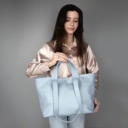 Сумка шопер жіноча шкіряна Virginia Conti 02771 велика блакитна - мініатюра 2