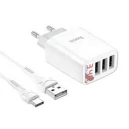 Зарядний пристрій Hoco C93A 3 USB-порти з екраном набір із кабелем Type-C - мініатюра 4