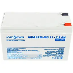 Батарея до ДБЖ LogicPower LPM MG 12В 7.2Ач (6553) - мініатюра 2