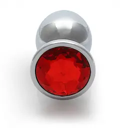 Металева анальна пробка Round Gem, розмір М колір: сріблястий/червоний Ouch! (Нідерланди) Ouch! OU533609 103121 - мініатюра 4