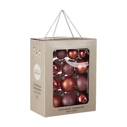 Ялинкова іграшка House Of Seasons Скляні кульки 26 шт D7 см D6 см D5 см Темно-рожеві (8720362102847) - мініатюра 2