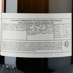 Ігристе вино Domus-pictA Valdobbiadene Prosecco Superiore DOCG Extra Dry, біле, екстра сухе, 0,75 л - мініатюра 3