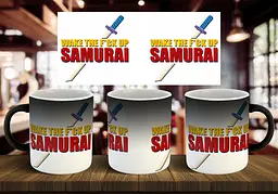 Чашка "WAKE THE F*CK SAMURAI" 330 мл Хамелеон глянцевий чорний