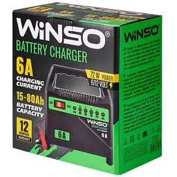 Зарядний пристрій для автомобільного акумулятора WINSO 6В-12В.Макс.струм підзарядки 6А.Макс.Ем 80Ah (139060) - мініатюра 2