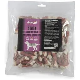 Ласощі AnimAll Snack м'ясо качки на кальцієвій кістці, для собак, 500 г