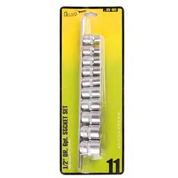 Набір головок Alloid 1/2" на планці 10, 11, 12, 13, 14, 17, 19, 21, 22, 24 мм 11 шт (НГП-4011)
