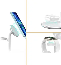 Бездротовий зарядний пристрій Choetech T585-F 3in1 Magnetic Wireless Charging White [101520] - мініатюра 4