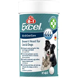 Вітаміни для собак та котів 8in1 Excel Brewers Yeast для шкіри та вовни пивні дріжджі з часником 140 шт (661823)