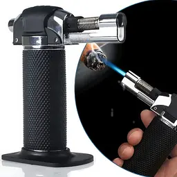 Газовий пальник із п'єзопідпалом 9960 Refillable Butane Child Resistant Чорний, портативний мініпальник - мініатюра 3
