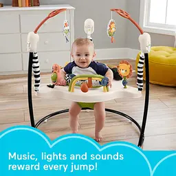 Дитячий ігровий центр Fisher-Price Jumperoo з підсвічуванням та звуком / Розвиваючий ігровий джемпер Бежевий - мініатюра 7