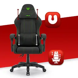 Комп'ютерне крісло Hell's HC-1014 Black-Green тканина - мініатюра 5