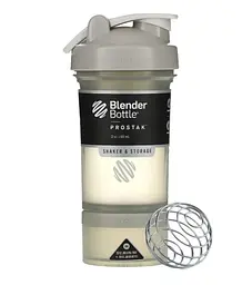 Шейкер спортивний BlenderBottle ProStak 22oz/650 мл з 2-ма контейнерами Grey (PS 22oz Grey) - мініатюра 1