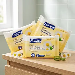 Вологий туалетний папір Floralys Premium Camomille & Aloe Vera м'який 80 шт. змивається - мініатюра 3