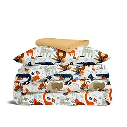 Дитяча постільна білизна в ліжечко JUNGLE ANIMALS CS1, помаранчевий (AnimalsJungleOrangeBlue_11Honey_140)