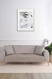 Покривало-плед з бахромою 200х230 Смужка бежевий LoveYouHome - мініатюра 6