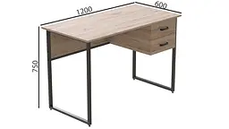 Комп'ютерний стіл Ferrum-decor Таккота 75x120x60 чорний ДСП Дуб Артізан 16мм (FRD-101919) - мініатюра 2