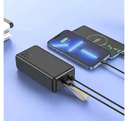 Універсальна мобільна батарея Hoco J87B 30000mAh PD20W+QC3.0 (22.5W) Чорний - мініатюра 4