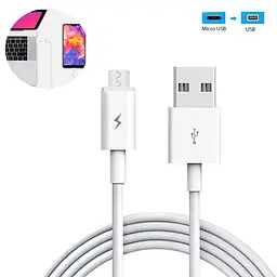 Шнур для зарядки 1м Micro to USB cable Fast charge микро ЮСБ кабель белый провод для зарядки телефона - миниатюра 2