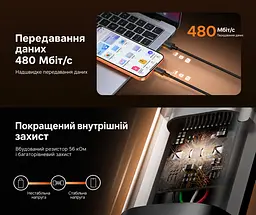 Кабель UGREEN L309 USB-A - USB-C QC 3.0 18 Вт 1 м чорний (85201) - мініатюра 13