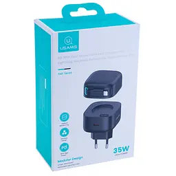 МЗП Usams US-CC209 GaN With Lightning Magnetic Retractable Cable Module XMF Ser. 35W (2USB-C) Black - мініатюра 2