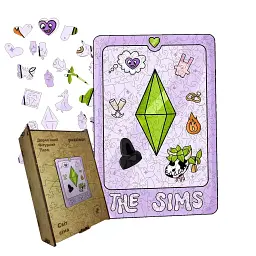 Дерев'яний фігурний пазл puzzlean Світ сіма, А3, Дерев'яна коробка 200 елементів